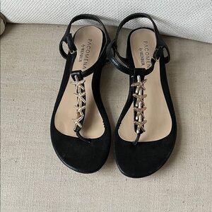 Elegant Black and Gold Women's Sandals